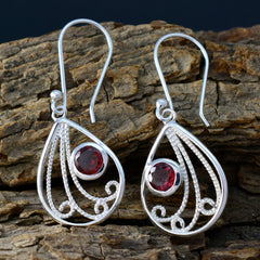 Yasmine Red Dangle Earrings with Glamorous Gemstones