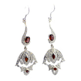 Nisa Red Dangle Earrings with Gemstone Accents Garnet Red Dangle