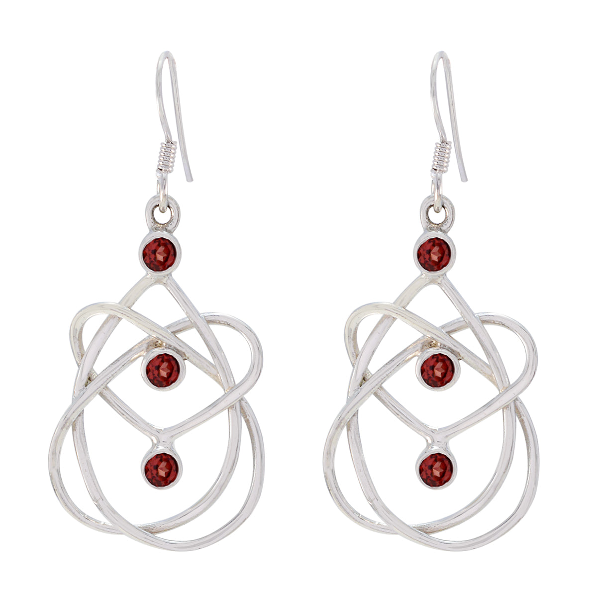 Mathilde Red Dangle Earrings with Gemstone Design Garnet Red Dangle