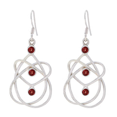 Mathilde Red Dangle Earrings with Gemstone Design Garnet Red Dangle