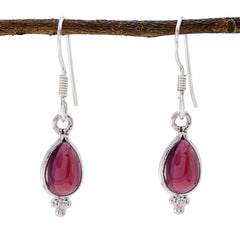Joaquina Red Dangle Earrings with Silver Setting Garnet Red Dangle