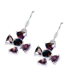 Sakura Red Dangle Earrings with Colorful Gemstones
