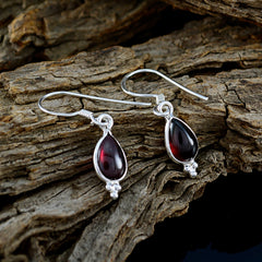 Joaquina Red Dangle Earrings with Silver Setting