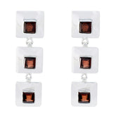 Nayara Red Edgy Stud Earrings for Stylish Looks Garnet Red Stud