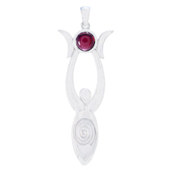 Eliza Red Featherlight Pendant - Stylish Silver Design Garnet Red Red