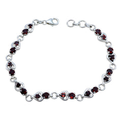 Isla Red Gemstone Bracelet with Heart Links Garnet Red