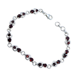 Isla Red Gemstone Bracelet with Heart Links