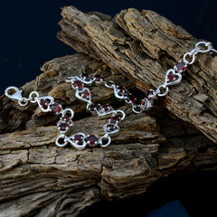 Isla Red Gemstone Bracelet with Heart Links