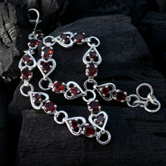 Isla Red Gemstone Bracelet with Heart Links