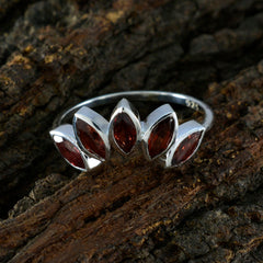 Aisha Red Gemstone Crown Ring Elegant Silver Jewelry