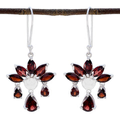 Xiu Red Gemstone Dangle Earrings for Everyday Glam Garnet Red Dangle