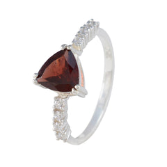 Yan Red Gemstone Halo Ring with Silver Band