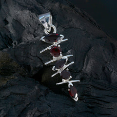 Bruna Red Gemstone Pendant in Silver for Everyday Glam