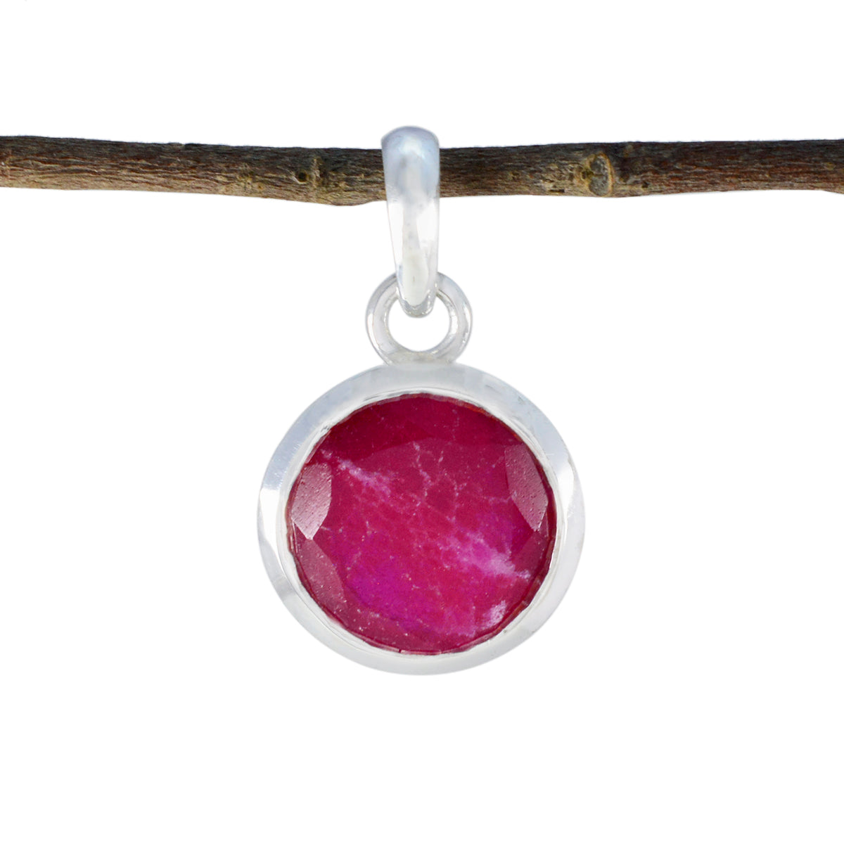 María Red Gemstone Pendant - Chic Silver Jewelry Indian Ruby Red Red