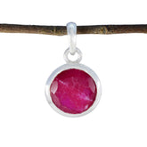 María Red Gemstone Pendant - Chic Silver Jewelry Indian Ruby Red Red