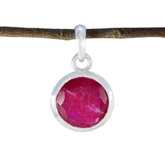 María Red Gemstone Pendant - Chic Silver Jewelry Indian Ruby Red Red