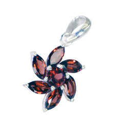 Ivy Red Gemstone Pendant Flower Design in Silver