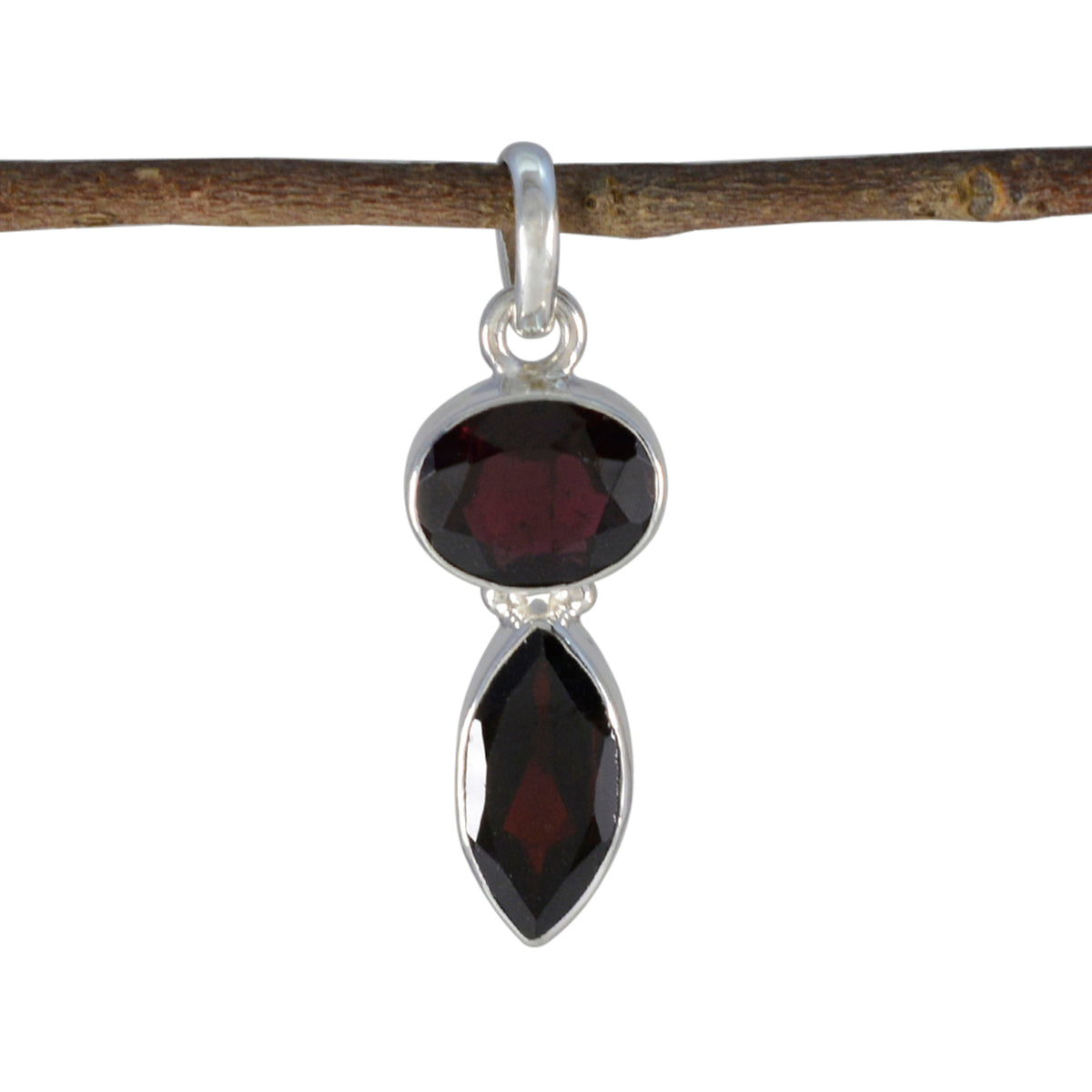 Eva Red Gemstone Pendant in Silver - Stylish Jewelry Garnet Red Red