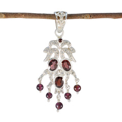 Maria Red Gemstone Pendant with Stylish Silver Setting Garnet Red Red