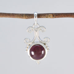 Chloe Red Gemstone Pendant in Silver Setting