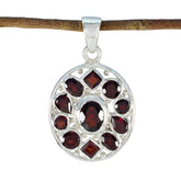 Julia Red Gemstone Pendant in Silver Settings Garnet Red Red