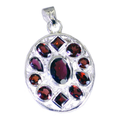 Julia Red Gemstone Pendant in Silver Settings