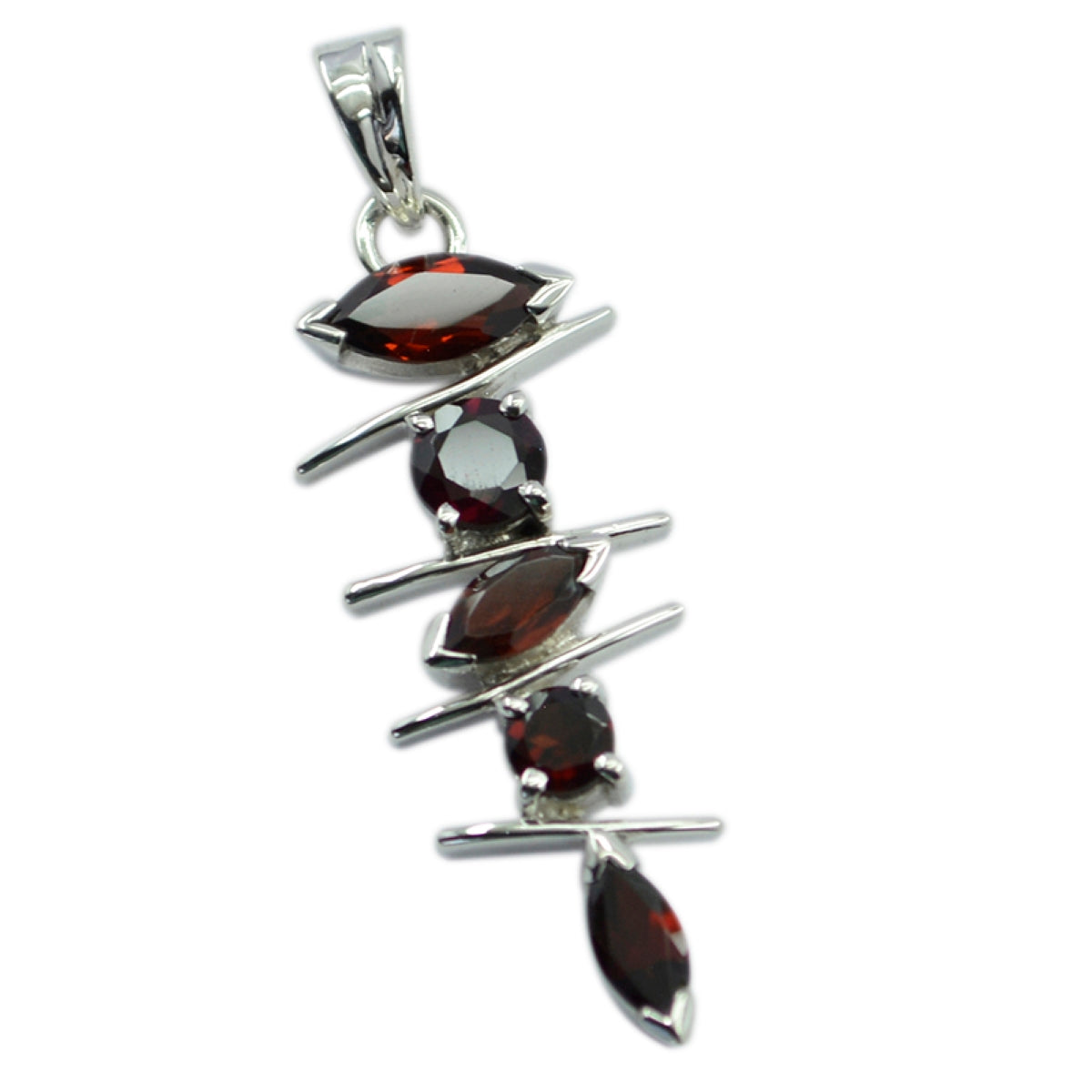 Bruna Red Gemstone Pendant in Silver for Everyday Glam Garnet Red Red