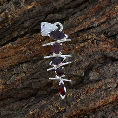 Bruna Red Gemstone Pendant in Silver for Everyday Glam