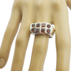 Stella Red Gemstone Signet Ring With Silver Band