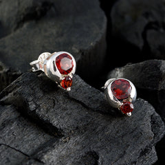 Noelia Red Gemstone Stud Earrings for Everyday Glam