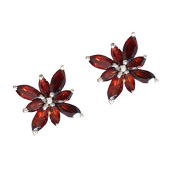 Lourdes Red Gemstone Stud Earrings for Everyday Glam