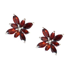 Lourdes Red Gemstone Stud Earrings for Everyday Glam