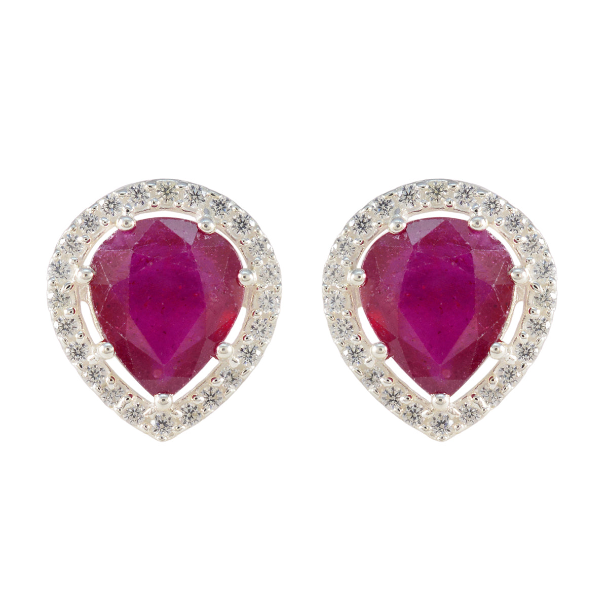 Noelia Red Gemstone Stud Earrings for Everyday Glam Ruby Red Stud