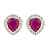 Noelia Red Gemstone Stud Earrings for Everyday Glam Ruby Red Stud