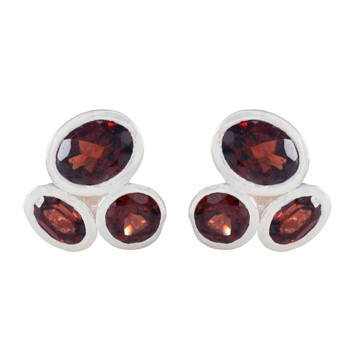 Ji-eun Red Gemstone Stud Earrings for Every Occasion Garnet Red Stud