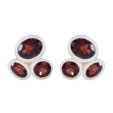 Ji-eun Red Gemstone Stud Earrings for Every Occasion Garnet Red Stud
