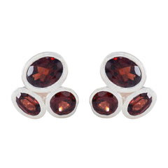 Ji-eun Red Gemstone Stud Earrings for Every Occasion Garnet Red Stud