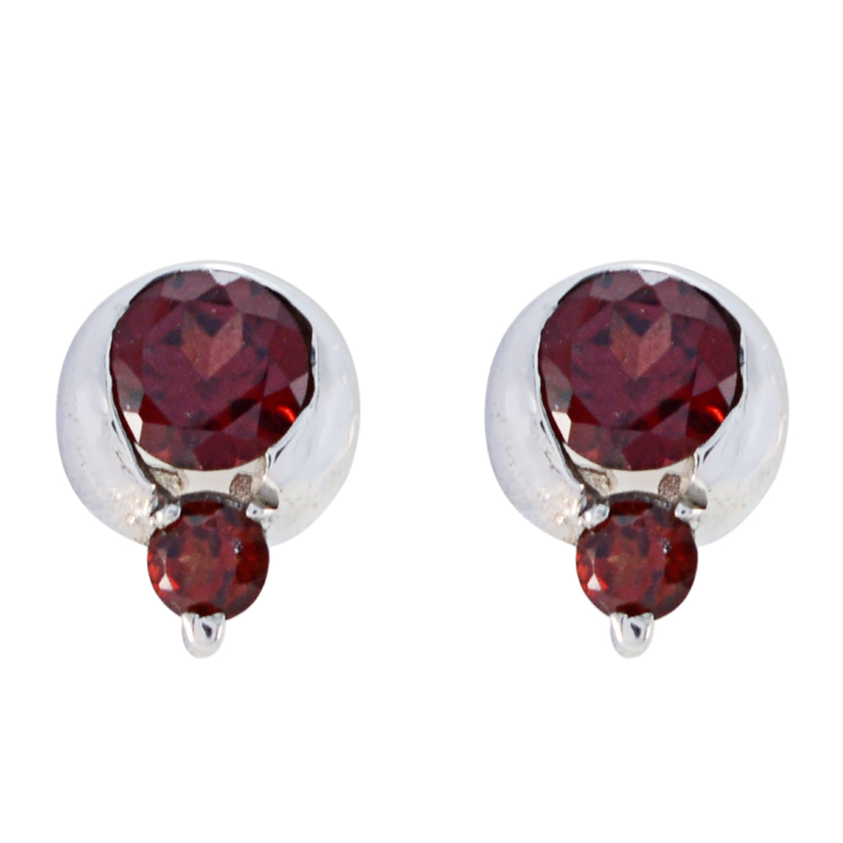 Noelia Red Gemstone Stud Earrings for Everyday Glam Garnet Red Stud