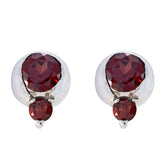 Noelia Red Gemstone Stud Earrings for Everyday Glam Garnet Red Stud