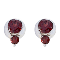 Noelia Red Gemstone Stud Earrings for Everyday Glam Garnet Red Stud