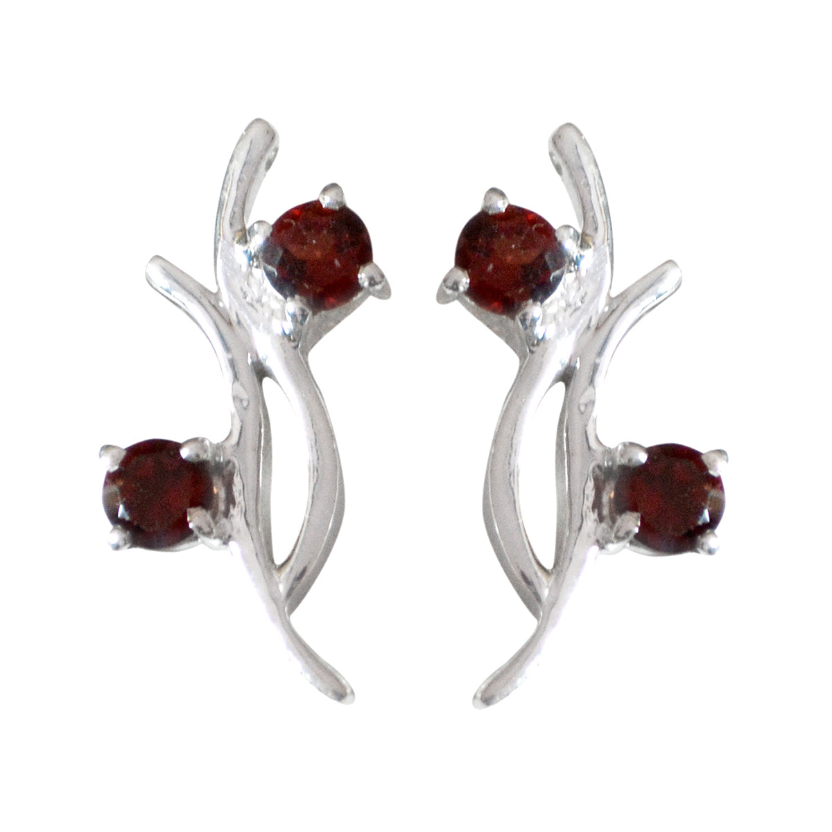 Hye-jin Red Gemstone Stud Earrings for Everyday Glam Garnet Red Stud