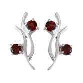 Hye-jin Red Gemstone Stud Earrings for Everyday Glam Garnet Red Stud