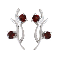 Hye-jin Red Gemstone Stud Earrings for Everyday Glam Garnet Red Stud