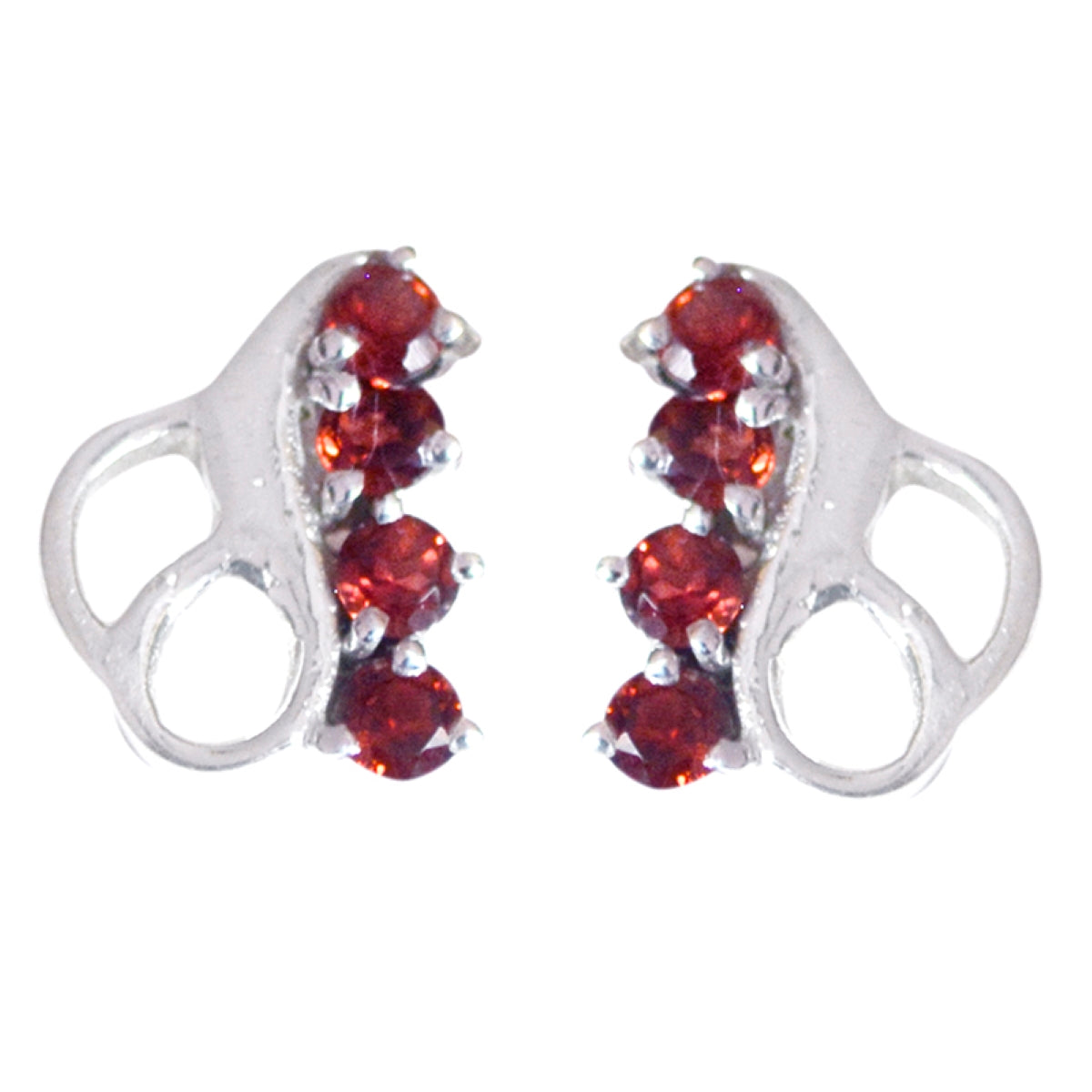 Hua Red Gemstone Stud Earrings for Everyday Glam Garnet Red Stud