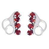 Hua Red Gemstone Stud Earrings for Everyday Glam Garnet Red Stud
