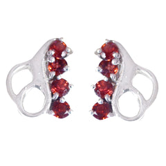 Hua Red Gemstone Stud Earrings for Everyday Glam Garnet Red Stud