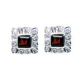 Kennedy Red Gemstone Stud Earrings for Everyday Glam Garnet Red Stud