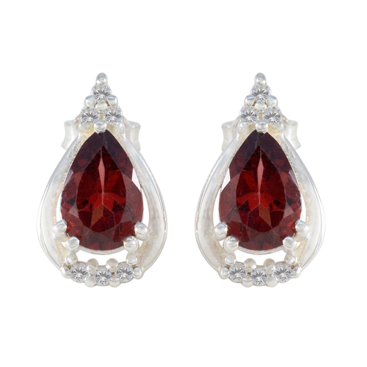 Isla Red Gemstone Stud Earrings for Everyday Glam Garnet Red Stud