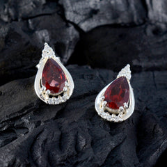 Isla Red Gemstone Stud Earrings for Everyday Glam