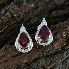 Isla Red Gemstone Stud Earrings for Everyday Glam